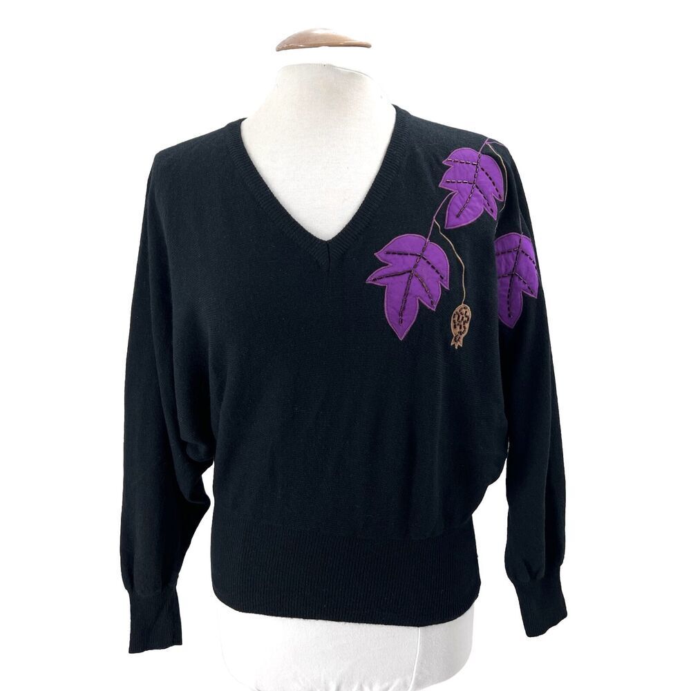 Vintage Esteban by Gary Worth Black Wool Angora V-Neck Sweater